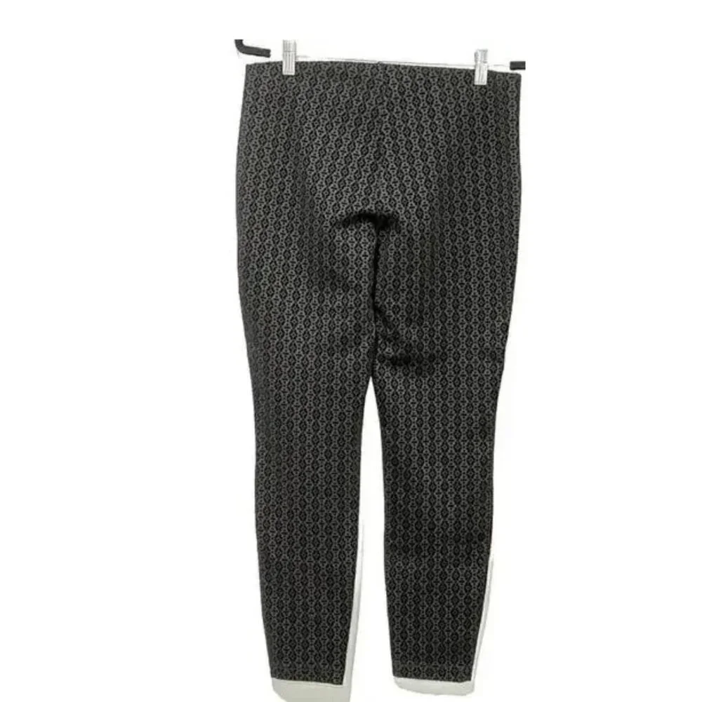 Nanette Lepore Black Flocked Velvet Skinny Ankle Pants Pull On Stretch M NWT